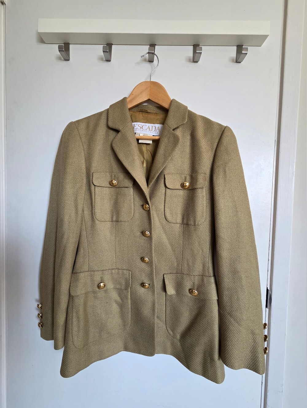 Vintage Escada Silk Cashmere Military Button Jacket